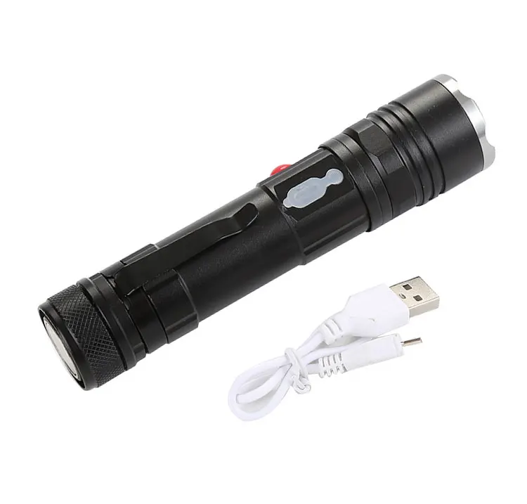 Multifunction Zoomable Usb Rechargeable Cob Led T6 Tactical Magnet Flashlight Torch With Clip