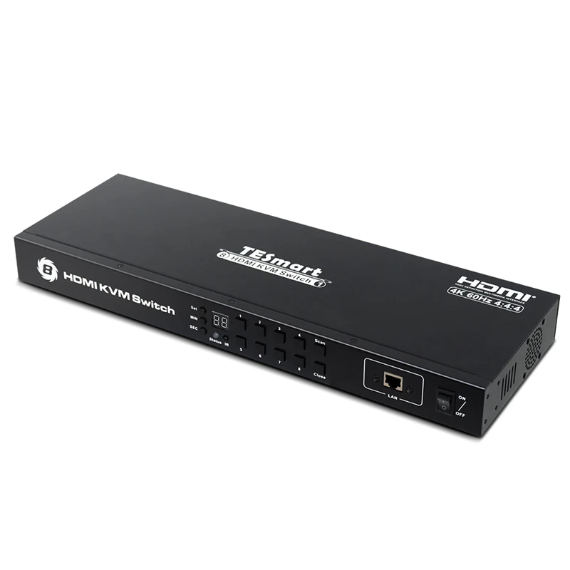 TESmart 8 Port HDMI KVM Switch 4K@60Hz With RS232 LAN Port Control EDID Emulator Support 1 Monitor 8 PC 4k Auto Video Switcher