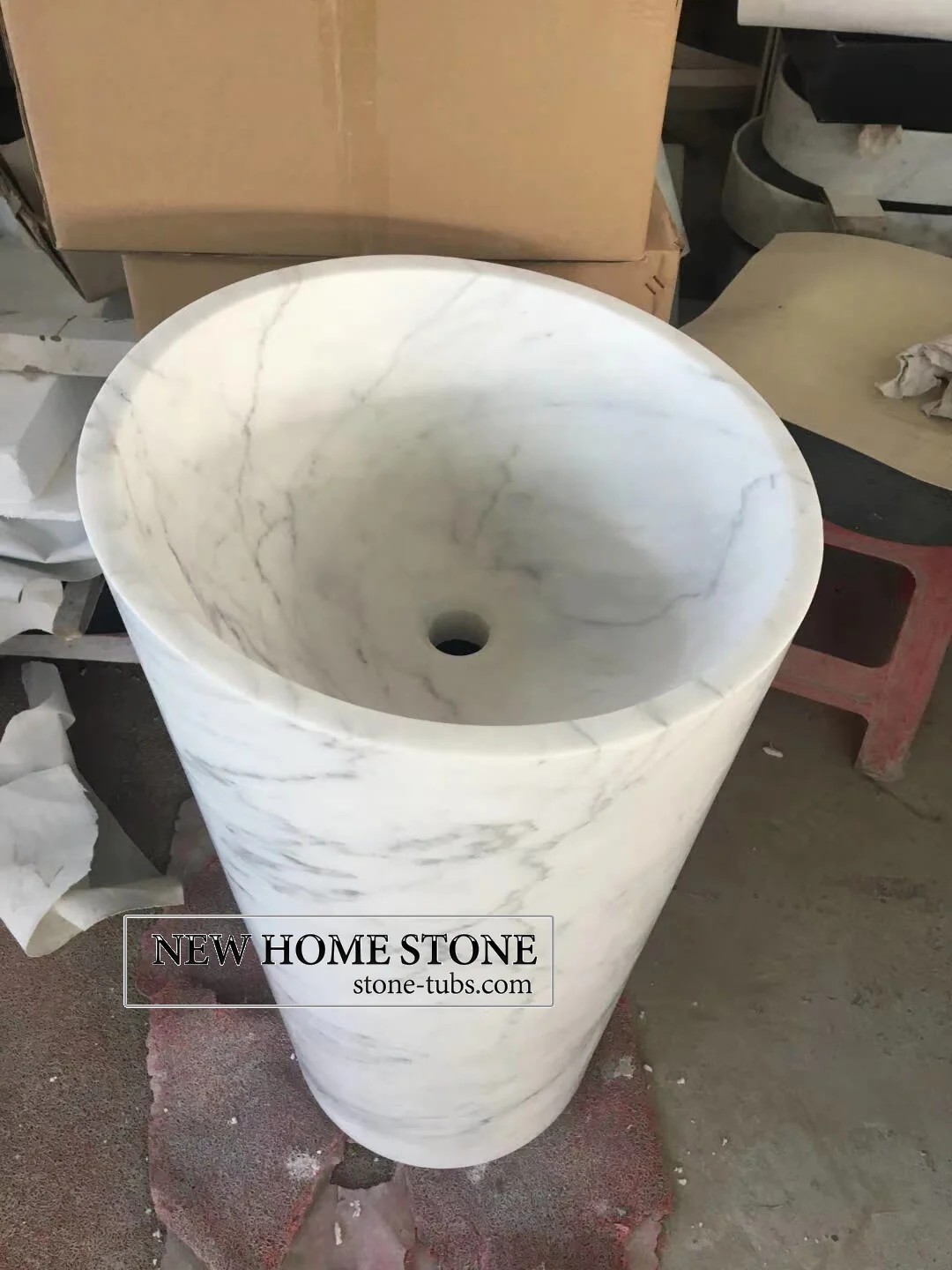Customized Design Wholesale Natural Stone White Marble Sink Wash Basin Pedestal Sink for bathroom