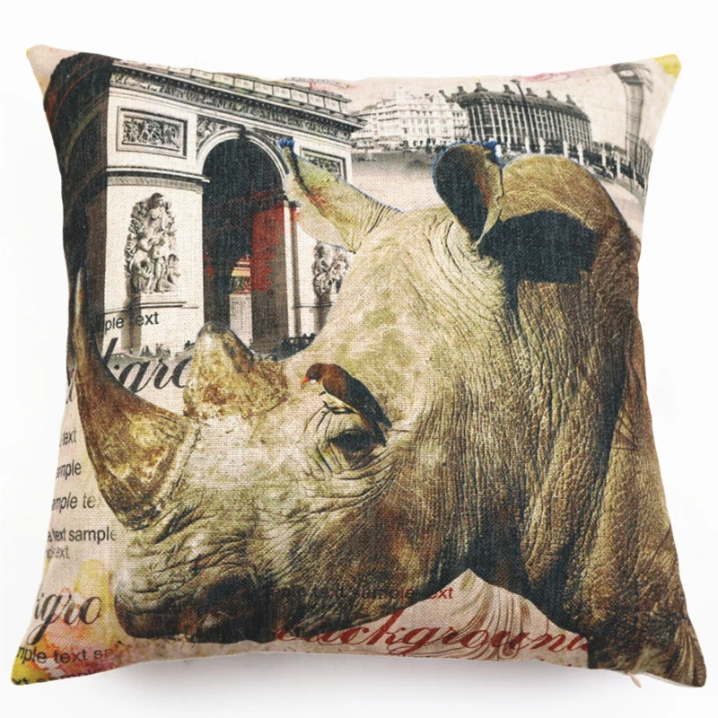 Modern square american style animal printing hotel cushion cover woven cushion case