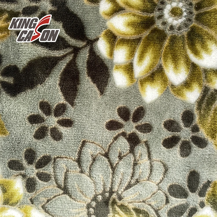 Kingcason Wholesale Low Price How-Selling Two Sides Printed Knitted Flannel Fleece Fabric Burn Out Garment Blanket For Women