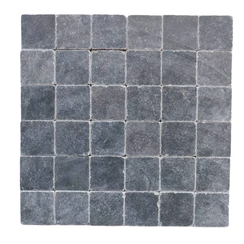 China natural black honed and brushed limestone 10X10X2 CM