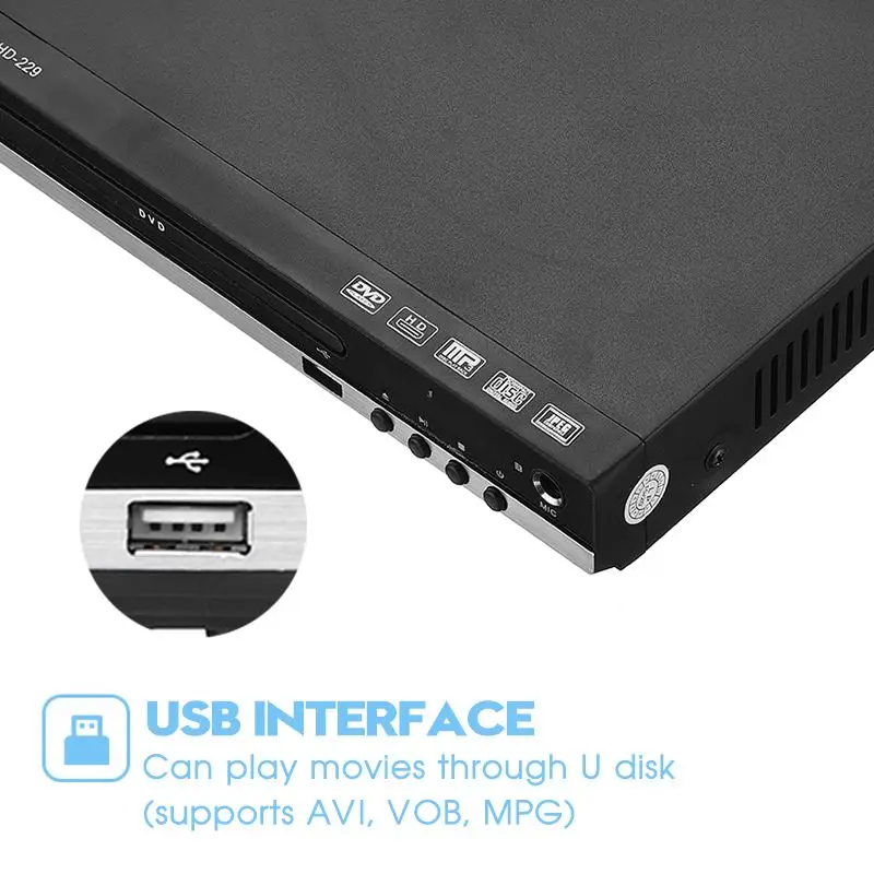 Домашний HDMI-совместимый DVD-плеер Full HD 1080P USB мультимедийный цифровой ТВ-диск с поддержкой DVD CD MP3 MP4 RW