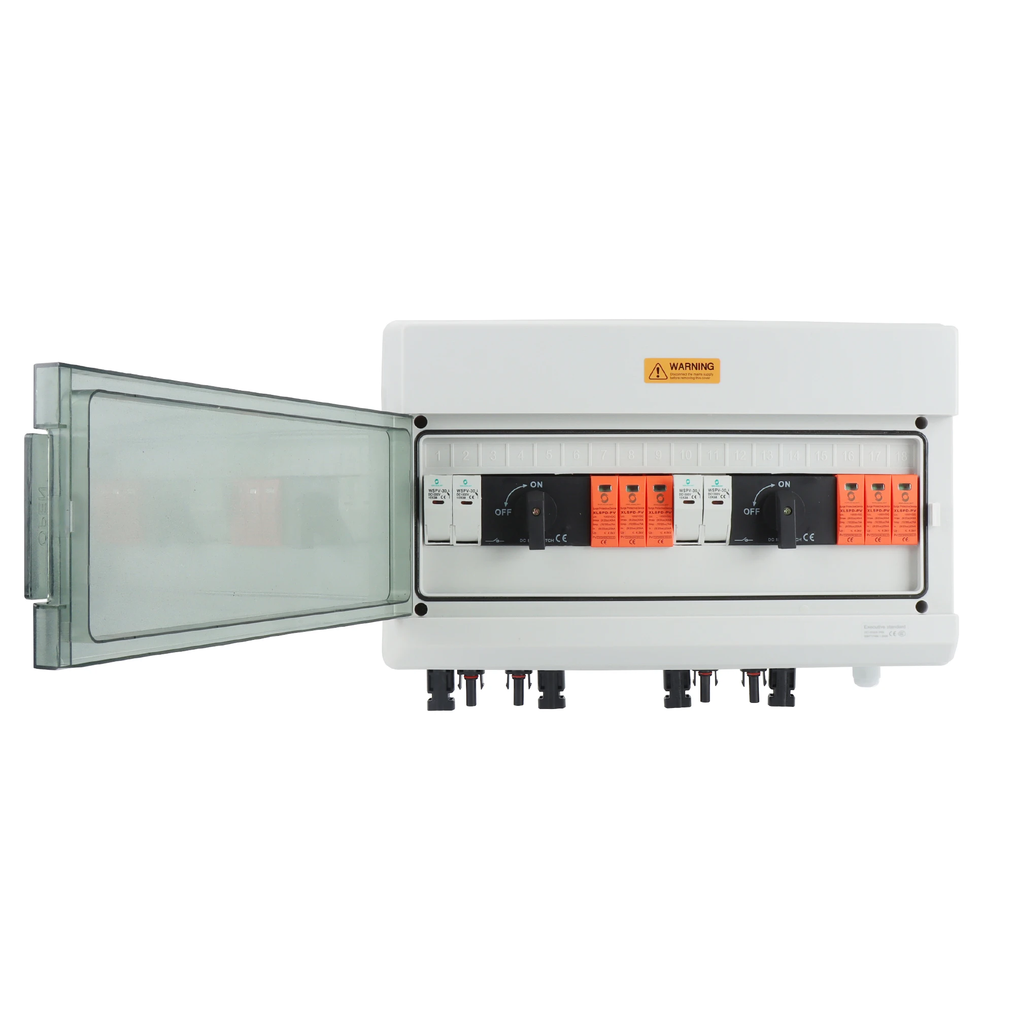 CE WSDB-PV2/2 IP65 2 IN 2 OUT 2 Strings Array 32A 1000V DC Solar PV Combiner Box for solar system with Isolator Switch