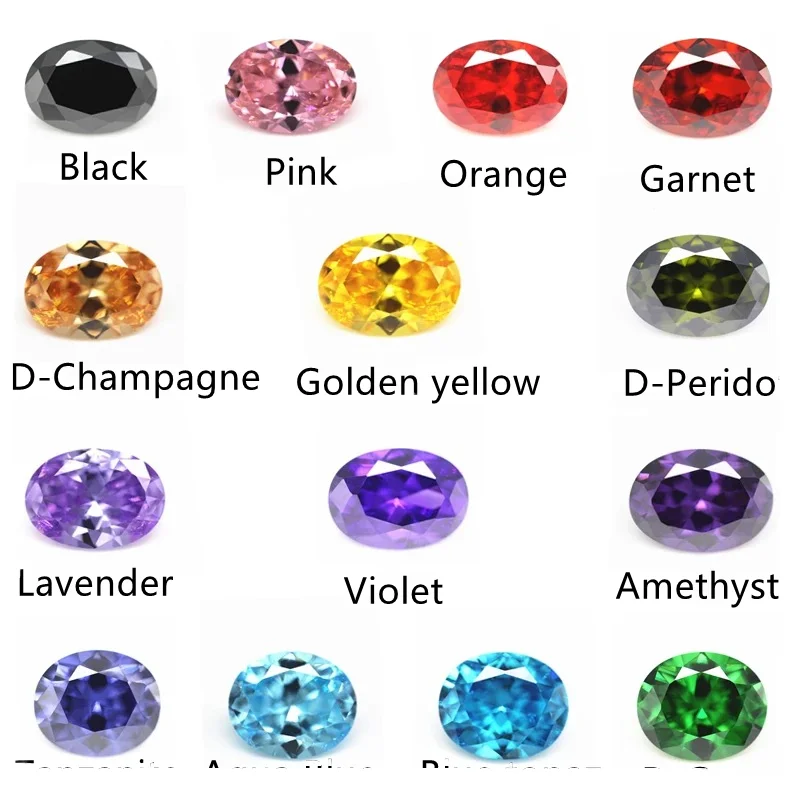 wholesale loose oval shape 4x6mm cz stone pink black muilcolor color cubic zirconia gemstone