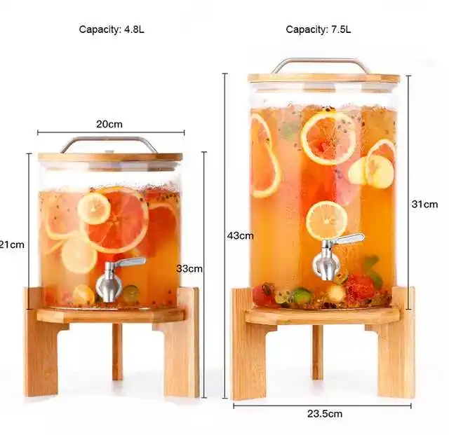 High selling 5L 7.5L 10L Reusable Borosilicate Glass Glass Beverage/Beer glass jug with tap