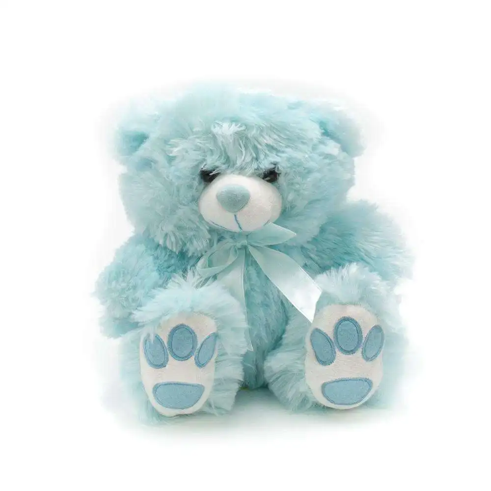 Sitting Teddy Bear With Embroidery Paw And Ribbon Super Soft Cuddle Stuffed Animal Plush Toy For Kids Gifts