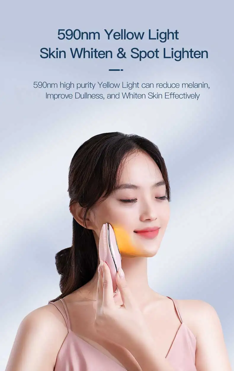 Home face products Positive Ion And Negative Ion Photon Waterproof silicone Facial cleansing brush red light therapy face device