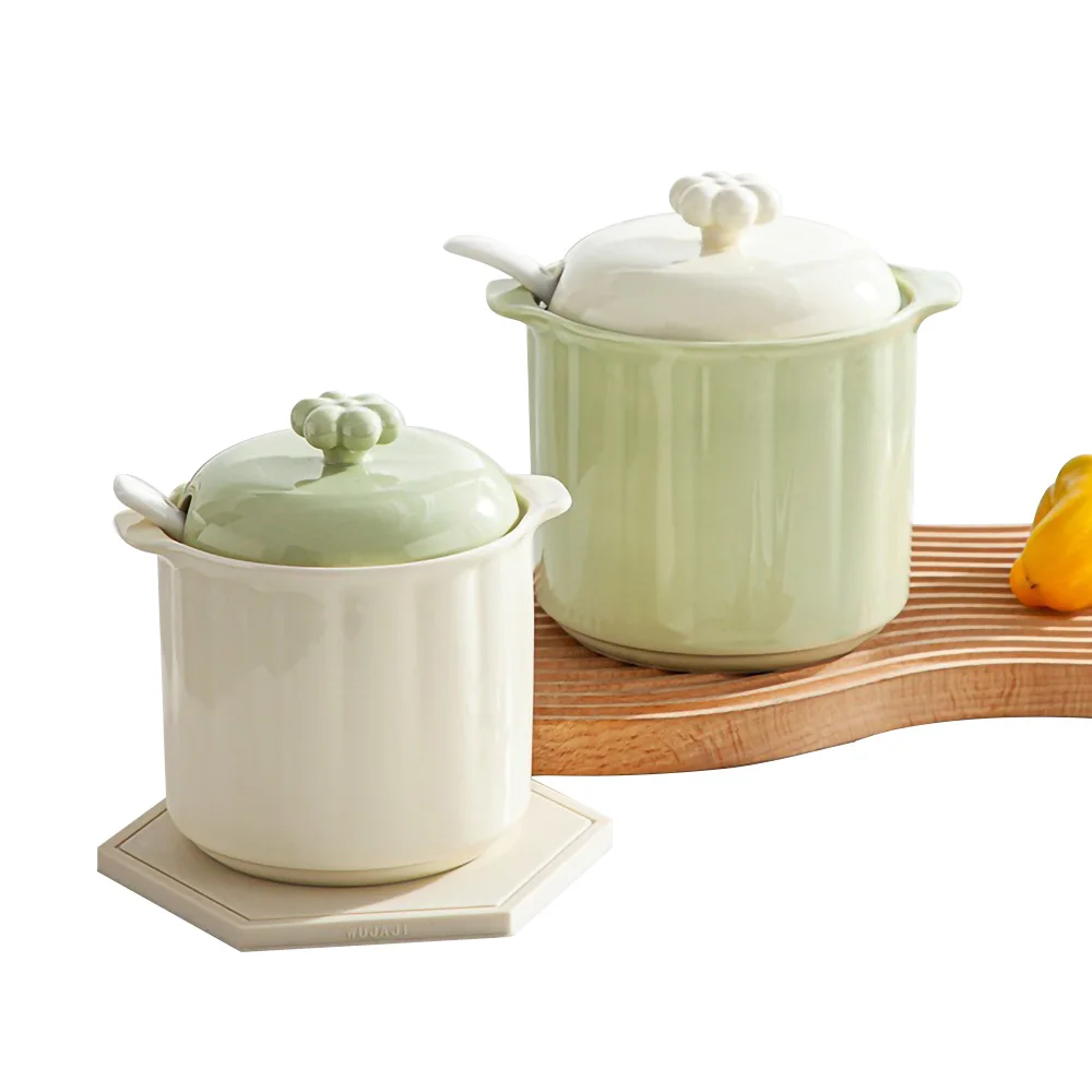 Nordic Farmhouse Kitchen Containers Ceramic Seasoning Jar Porcelain Seasoning Container Kitchen Spice Jar With Lid