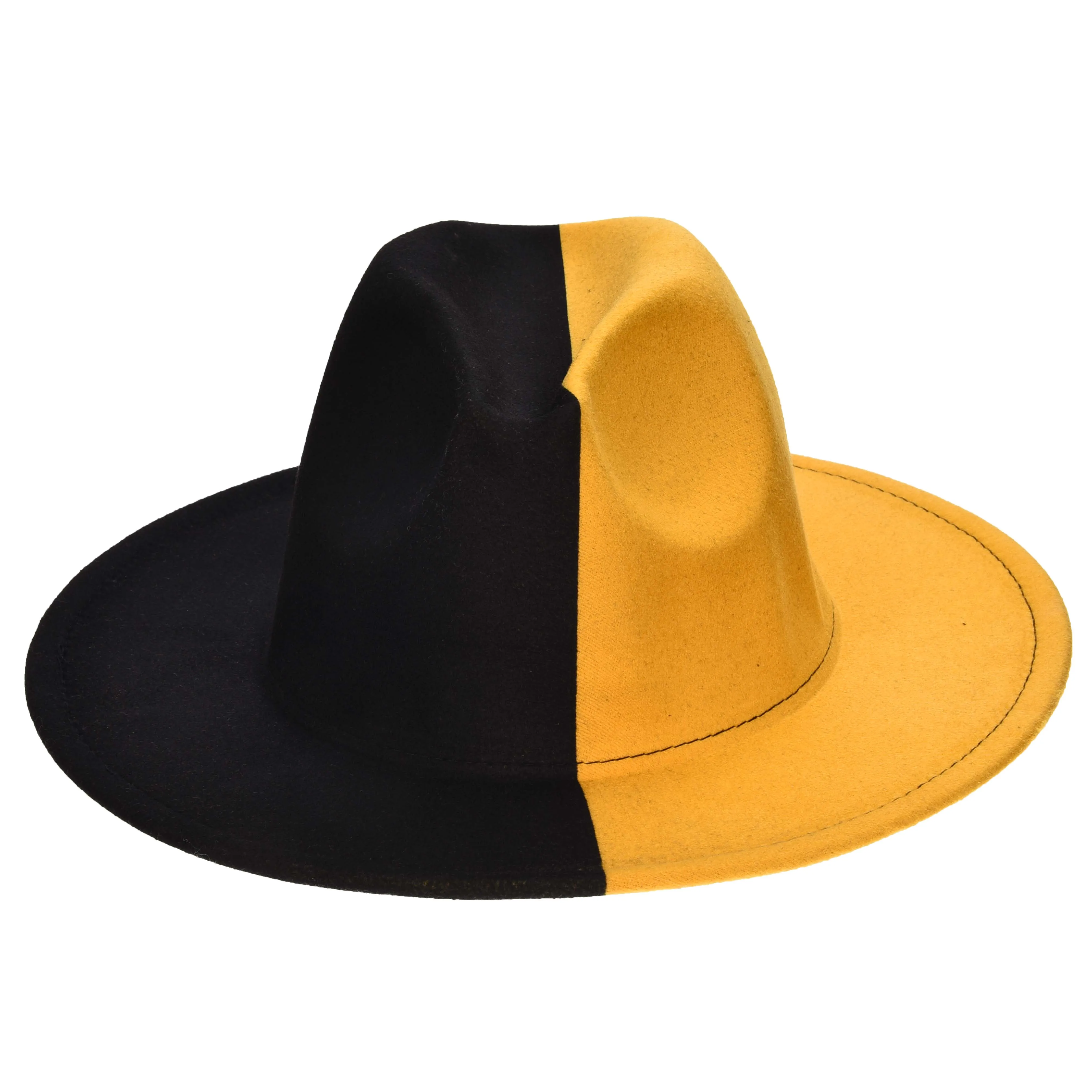 Wholesale Custom Wide Brim Felt Jazz Fedora Hat Two Tone Fedora Hats Women
