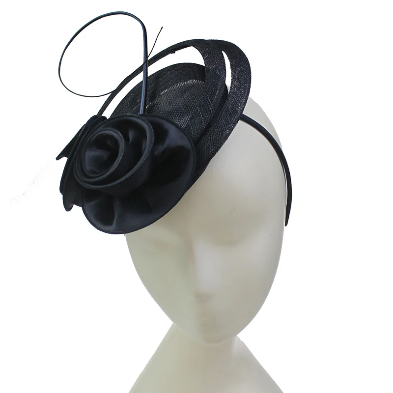 Женская белая шляпка-Вуалетка Sinamay, повязка на голову с цветами