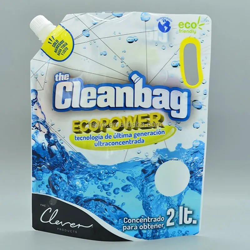 Custom Soap Washing Bag Plastic Liquid Packaging Stand Up Pouch Laundry Detergent Spout Pouch Bag
