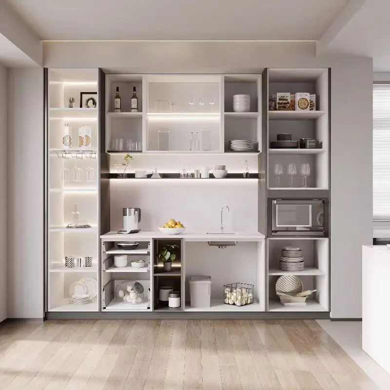 Free 3D drawing high end quality project  high gloss UV  simple  modern small kitchen design