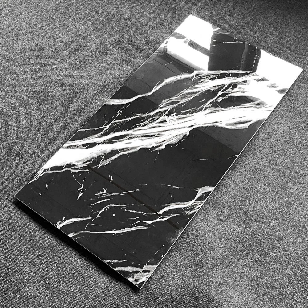 High Quality Indoor 24x48 Large Black Glossy Marble Porcelanato Porcelain Floor Tiles 1200x600
