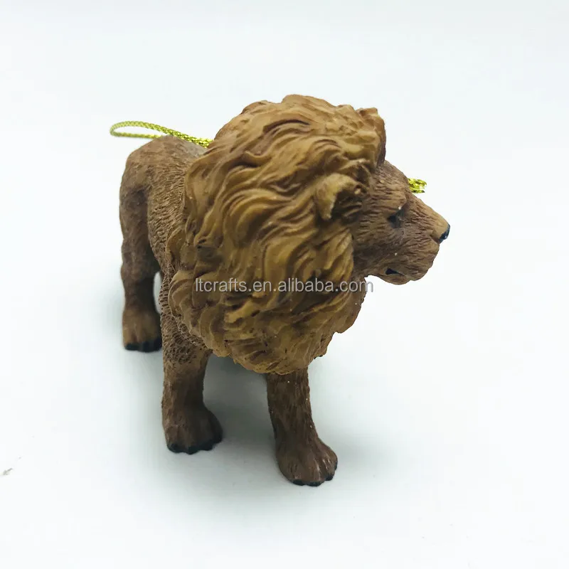 Animal resin lion statue ornament custom hanging decorative lion Mom and Baby figurine for Christmas Tree