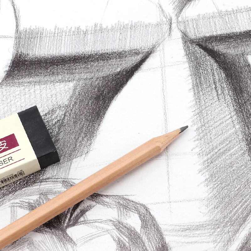 Cheap Filmed Wooden Hb Writing Pencil With Eraser Basswood Art Use Hexagonal 9h Sketch Pencil For Drawing Exam