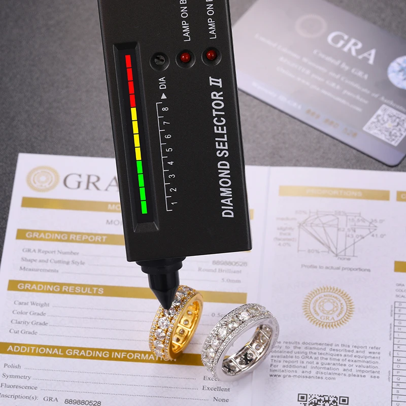 Fine Jewelry Wedding Engagement Ring 925 Sterling Silver VVS D Color Moissanite Diamond Men 18K Gold Eternity Band Rings