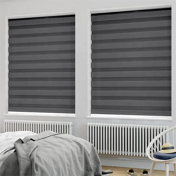 The Factory Motorized Smart Zebra Roller Blinds Curtain Breathable Horizontal Shade For French Window Automation For Home