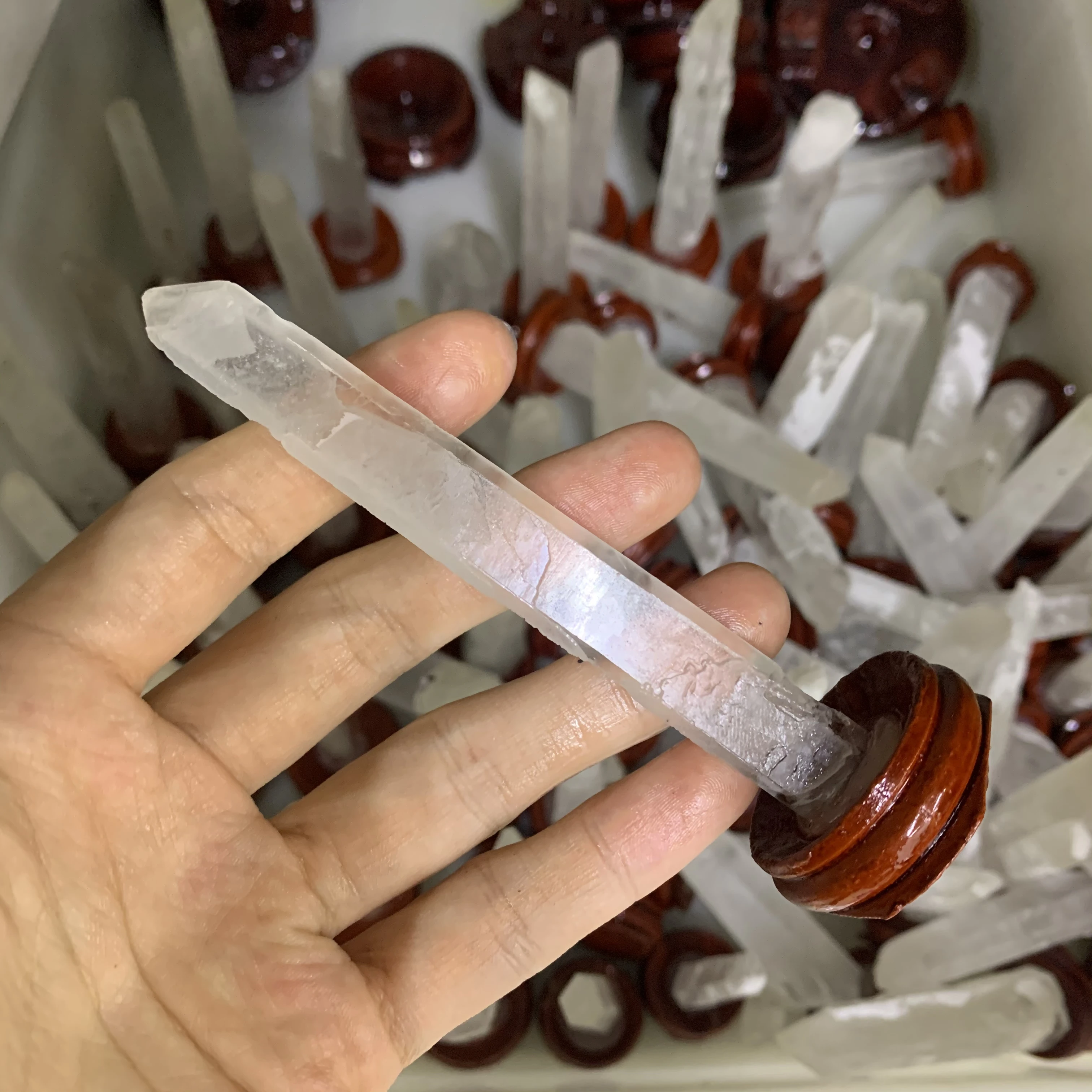 
Rough crystal point healing Lemurian Seed crystal wand clear quartz crystal point 