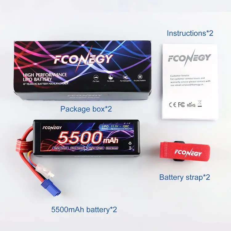 11.1V HD 3S 5500mAh 120C  RC Car Battery Lithium Ion Rechargeable with Warranty 1 Year