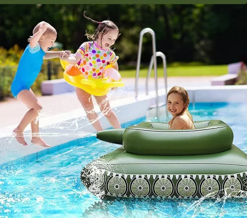 Water Inflatable Tank Water Spray Swimming Ring with Children Adult Toys Surf Mounts Adults Boys Floating Row Party Playing Tank