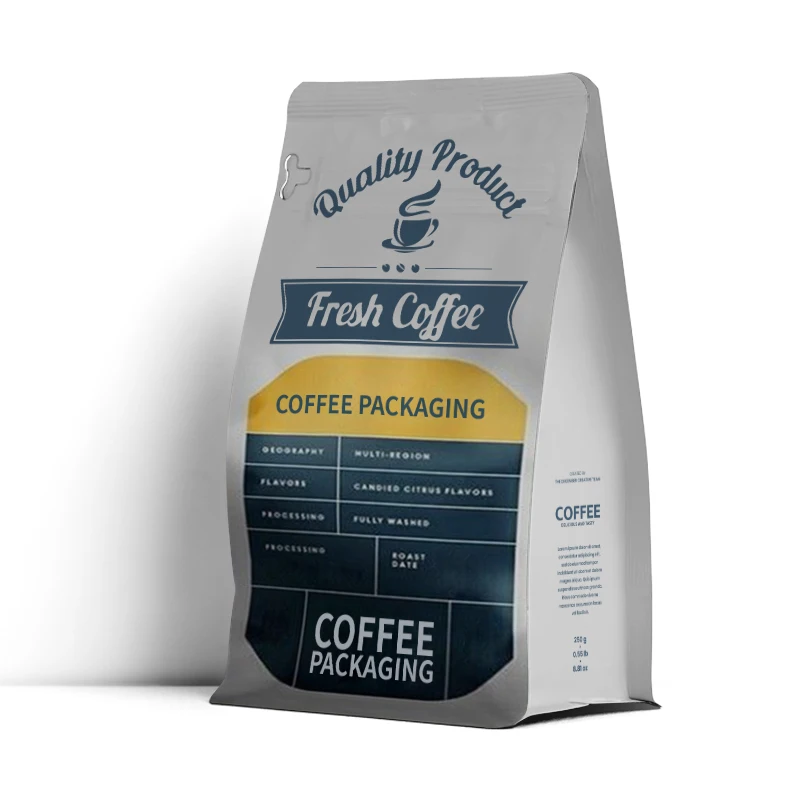 Nice Quality Factory Price Food Grade 1kg 500g 250g flat bottom bags coffee Pouch Packaging With Valve
