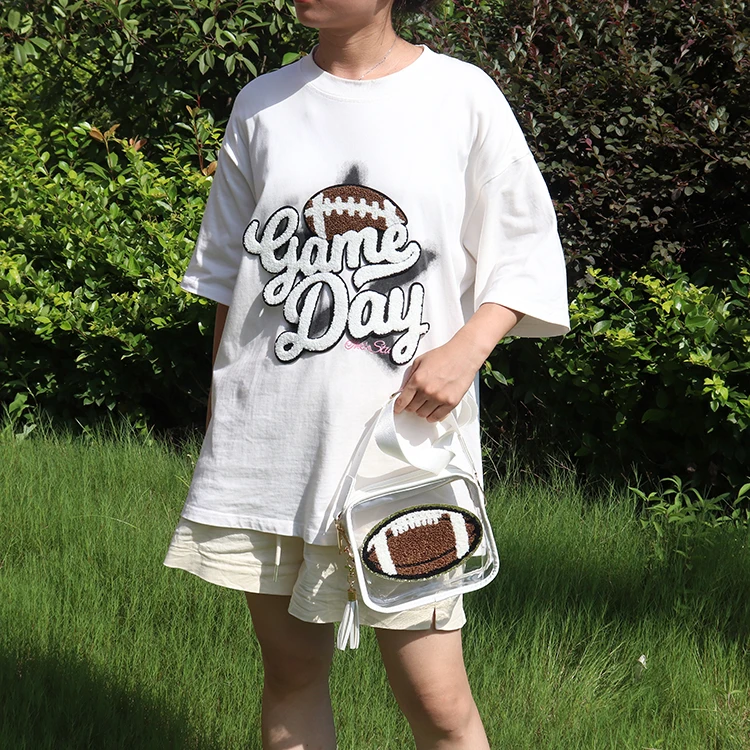 Custom  transparent stadium approved concert bag and strap new beach white football stadium crossbody clear gameday bags 2023