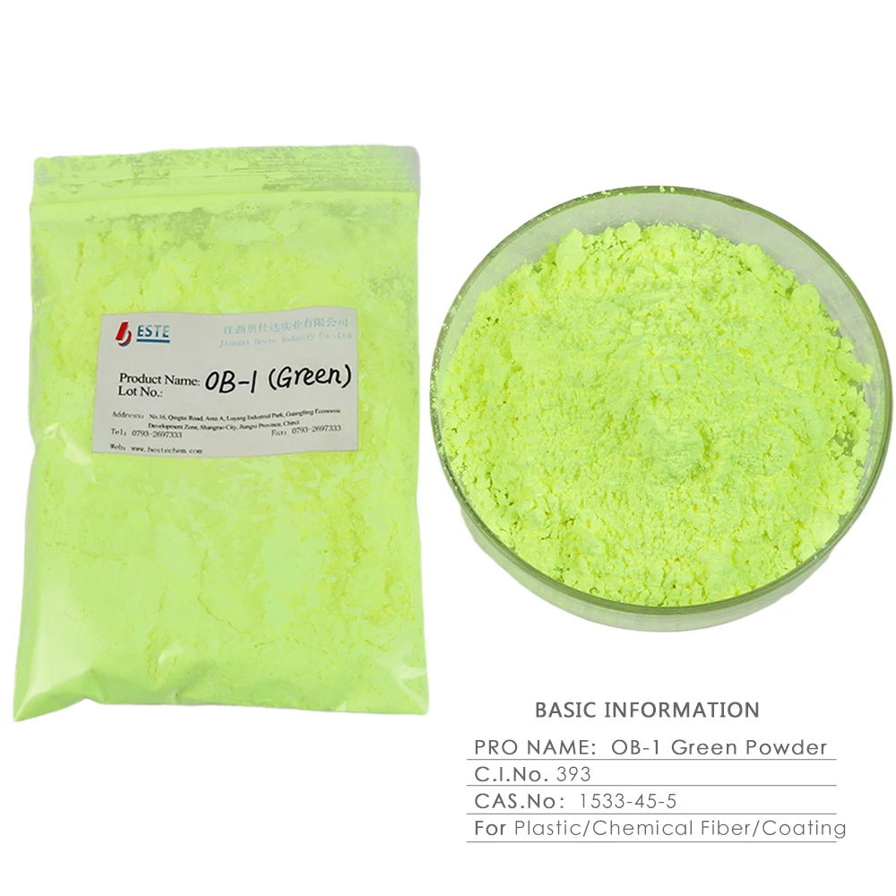 
BESTE High Purity Powder Optical Brightener OB-1 (Green) CAS 1533-45-5 for Plastic 