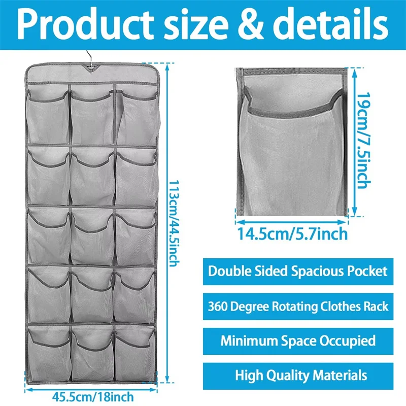 Custom Hanging Shoe Storage Bag Double-Side Closet Organizer Space Saving Wardrobe Holder for Clothes Shoes Organizer Bag