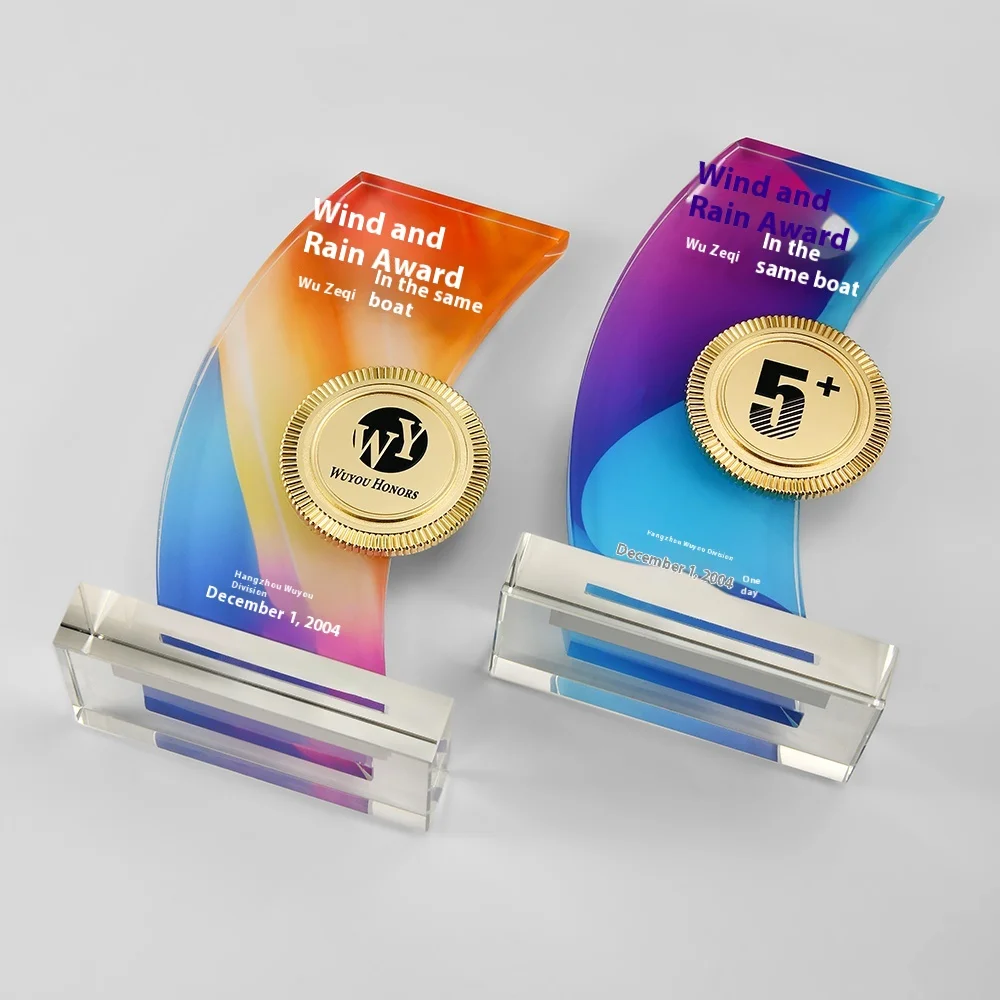 Customized Creative  Excellent Employee Award for Company Annual & Monthly Conferences Champion Trophy Production Crystal Trophy