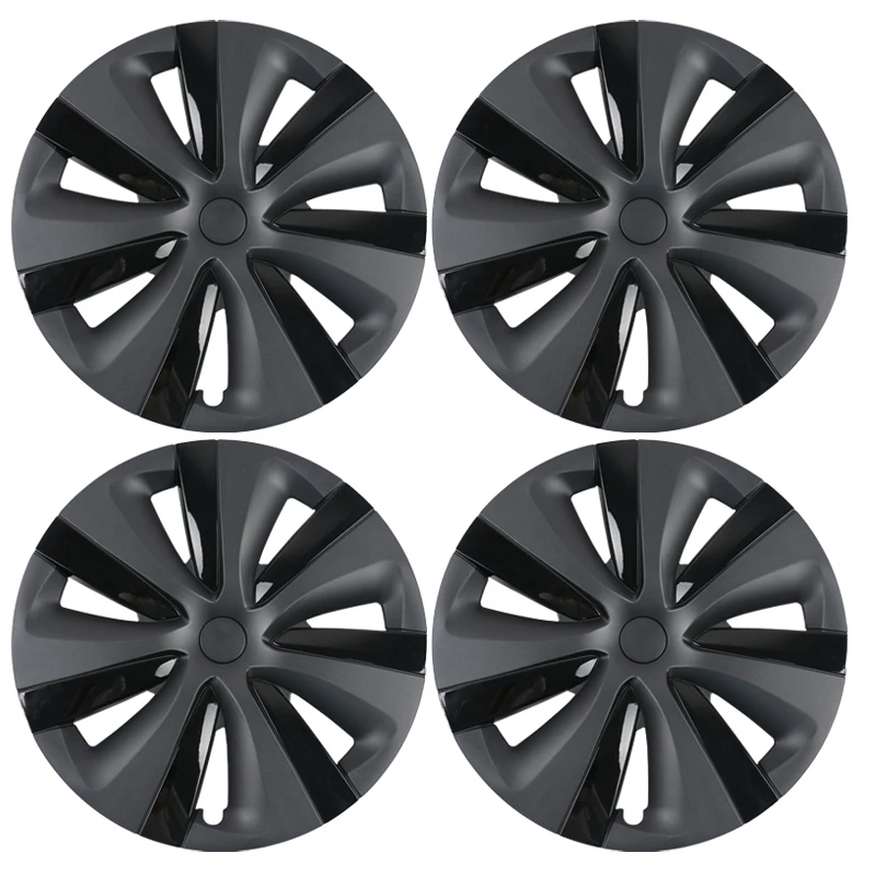 Fits 2023 Tesla Model 3 Highland Wheel Cover Hubcap 18 Inch Matte Black Symmetry Design (4 PCS)  For Model 3 Aero Wheel Cover