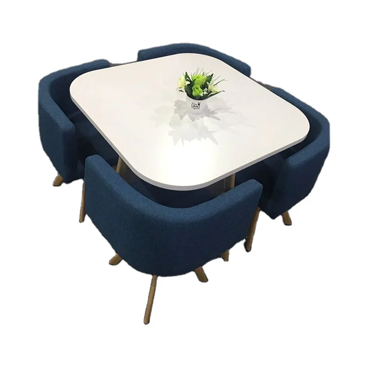 wooden transfer print five pieces dining chair and square table for dinning