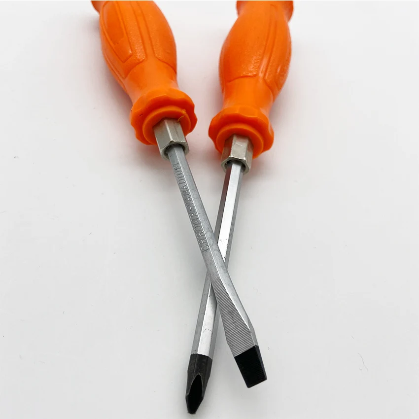 Orange PVC plastic Concave and convex  handle universal screwdriver tool Hardened mirror CRV high intensity magnetic screwdriver
