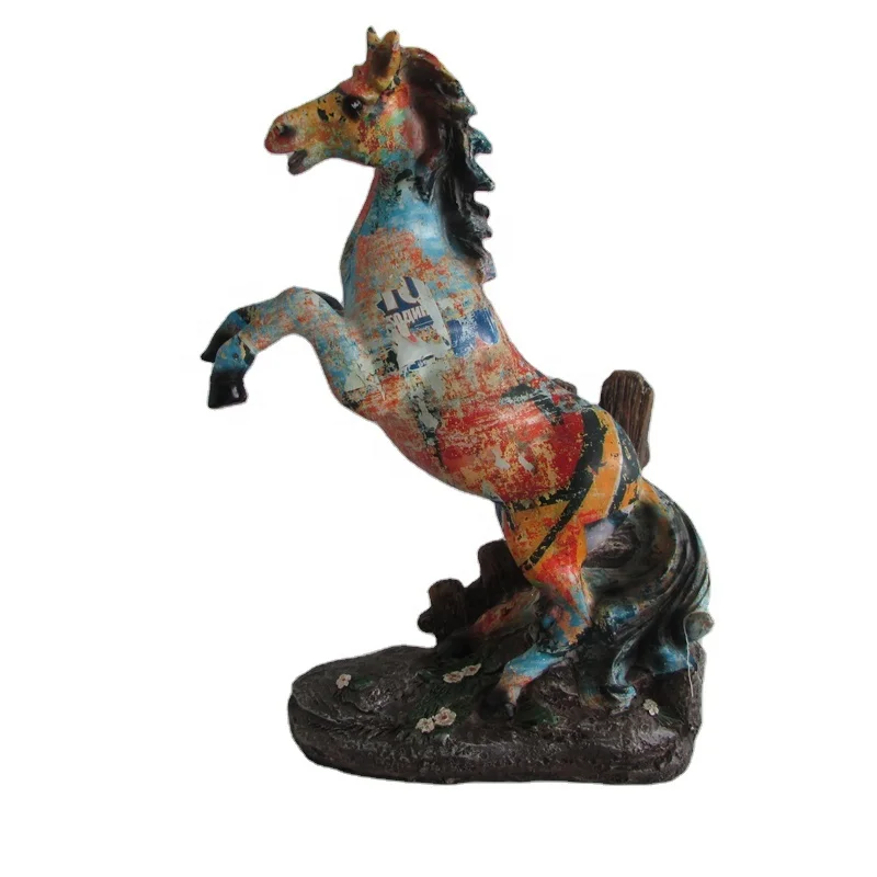 00192 Desktop Decorative home decor horse statue Resin Craft Water Transfer Printing Horse Figurine Gift