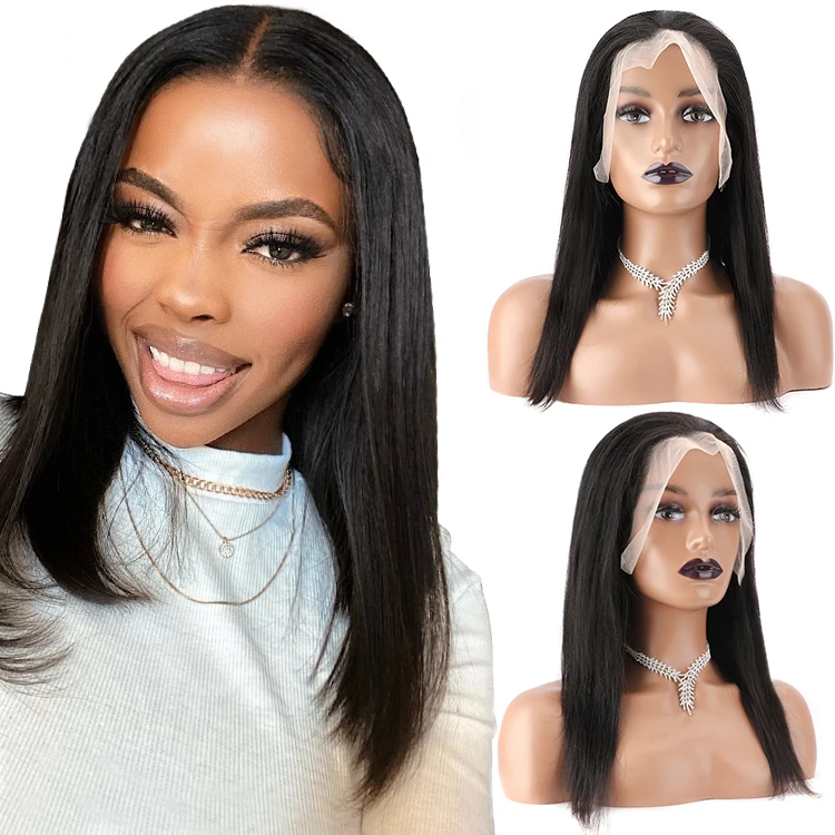 Бразильский натуральный цвет длинный кутикула выровненный девственный кость прямой 13x6 Швейцарский Кружевной фронтальный человеческий волос парик для черных женщин
