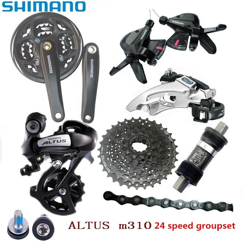 SHIMANO ALTUS 3x8 Speed Groupset include M315 Shifter M310 Front/ Rear Derailleur TY301 Crankset HG200-8 Cassette Chain BB
