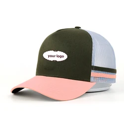 Custom Bulk Australian Quality 5 Panel High Profile Underbrim Printing Structured Cap Gorras Mesh Trucker Hat with print logo