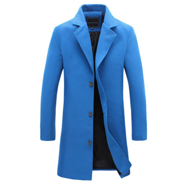 2021 fashion wool blends casual business mens leisure overcoat single breasted mid long trench coat for men