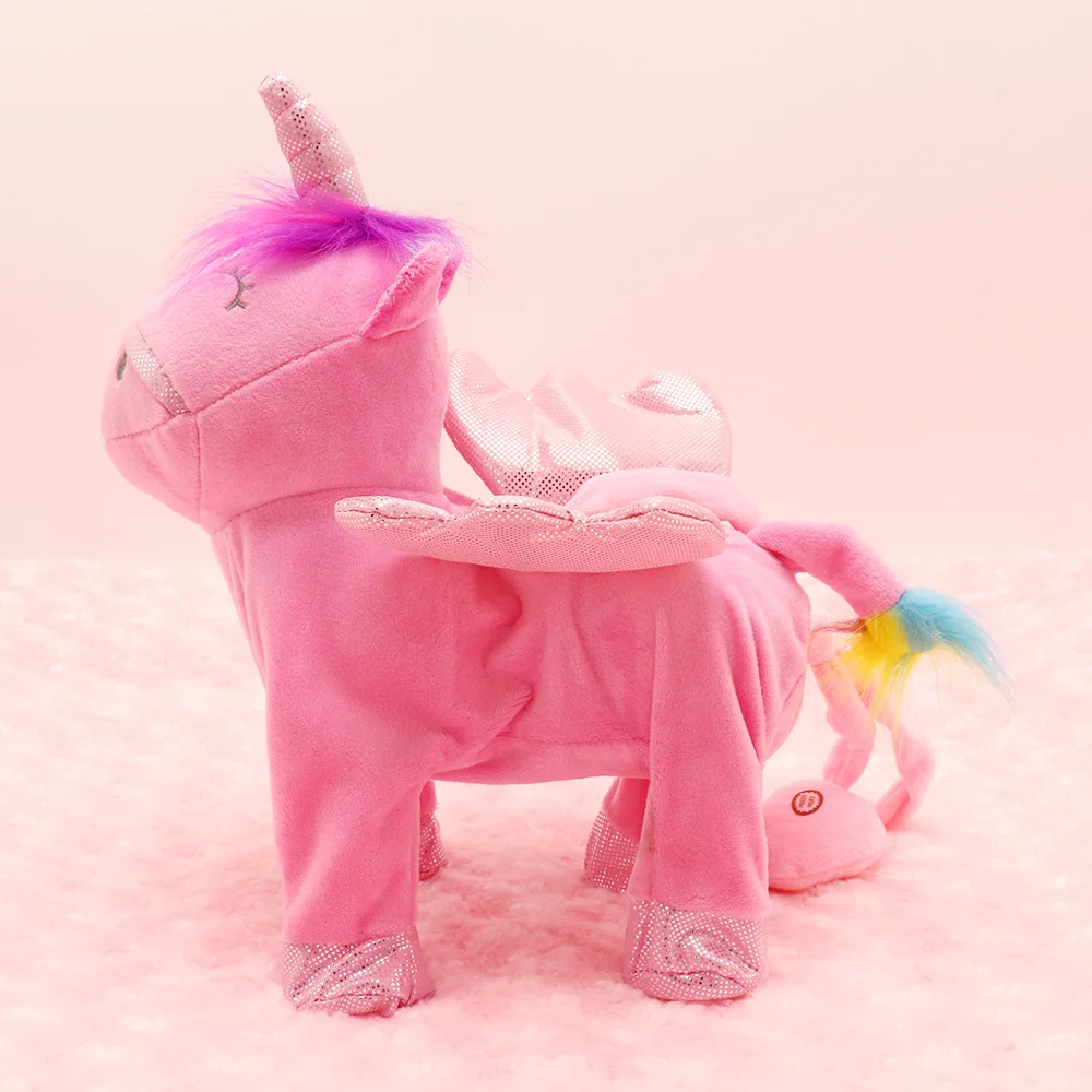 Ins Unicorn Rope Angel Horse Doll Beautiful Unicorn Plush Toys Colorful Music Electric Walking Unicorn Singing Songs Plush Toy