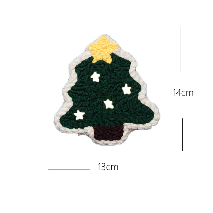 Needle Punched Coasters Christmas Tree Mat Xmas Needle Punch Beginner Kit Cross Stitch Embroidery Set DIY Crafts Needlework Set