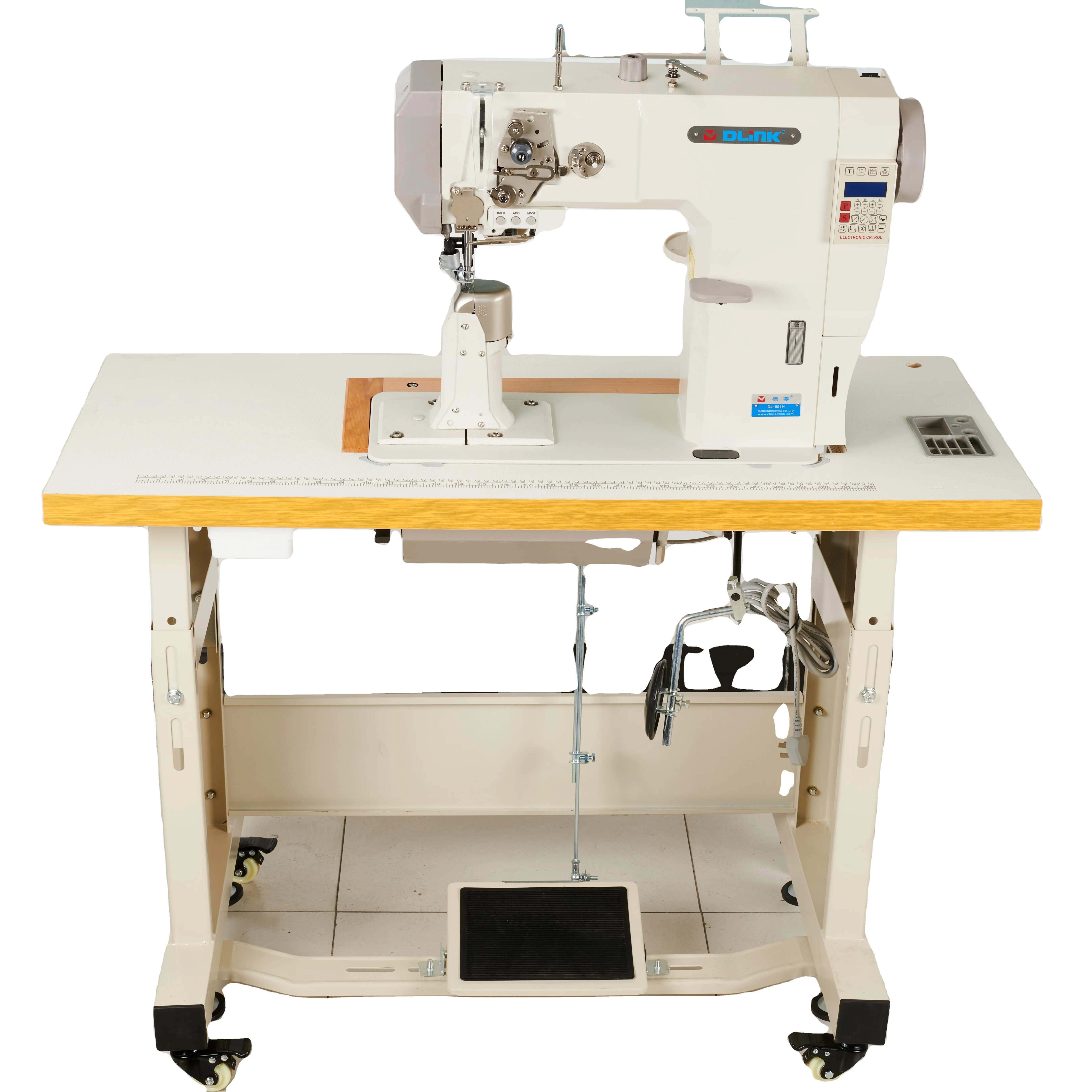 High Post Cylinder-bed Sewing Stitching Machine  with Thread Trimmer Wheel Feed Roller Foot Presser Needle Feed for Shoes Bags