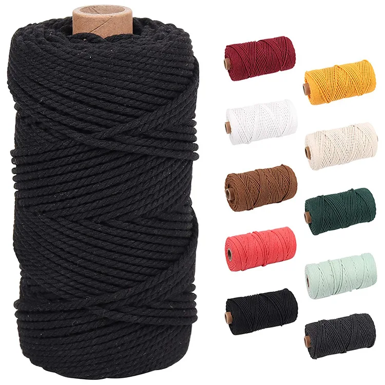 Factory Price 2mm 3mm 4mm 5mm Natural Color White Macrame Cord 100% Cotton Twisted Rope 4 Strands For Diy Craft/ Wall Decoration