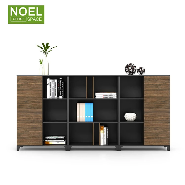 Modern office furniture with glass doors high office wooden Two-door filing cabinet