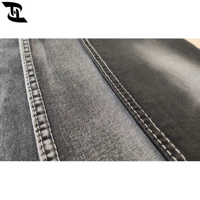 Wholesale cotton lycra satin stretch denim jeans fabric black and textile for clothing YH1275H