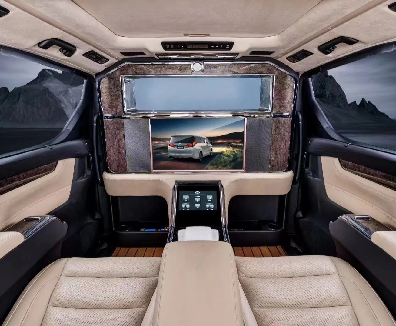 For Alphard to LM 300h full interior kit massage chair middle console car partition wall bar world clock electric bar cabinet