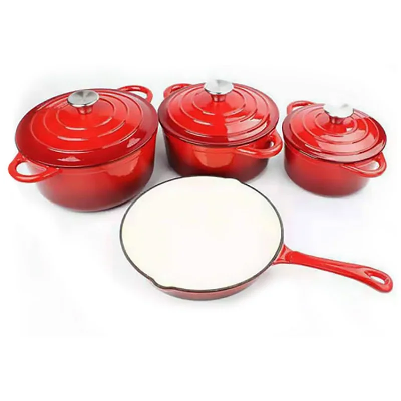 Wholesale New Kitchen Set Pots Seafood Stew Milk Boutique 20/22/24 cm Non-Stick Pans Enamel Stock Big Cast Iron Pots frying pan