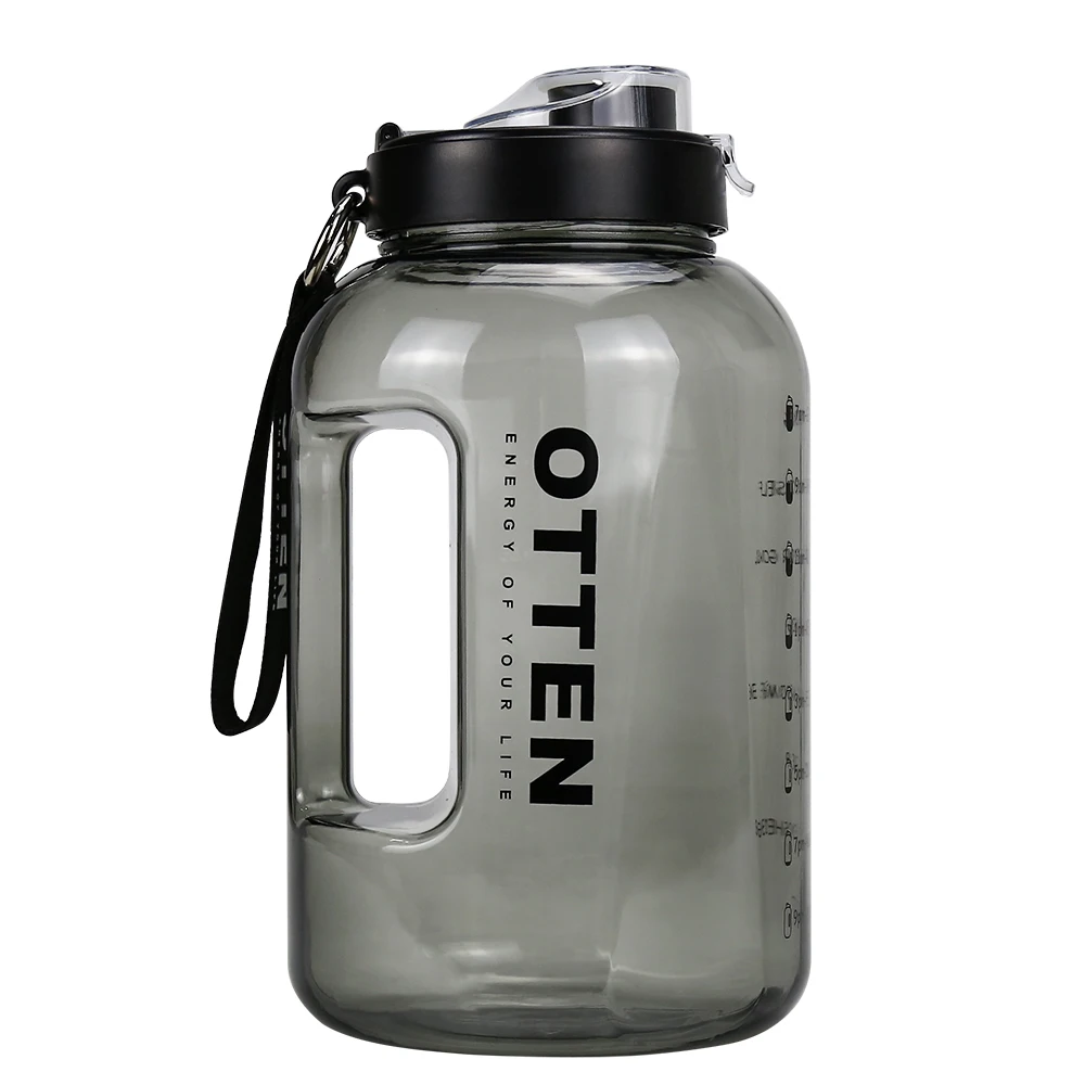 
 New design  Hot Selling 1 Gallon /3.78L Dark gray Plastic Water Bottles Sport Water Bottle with timer  