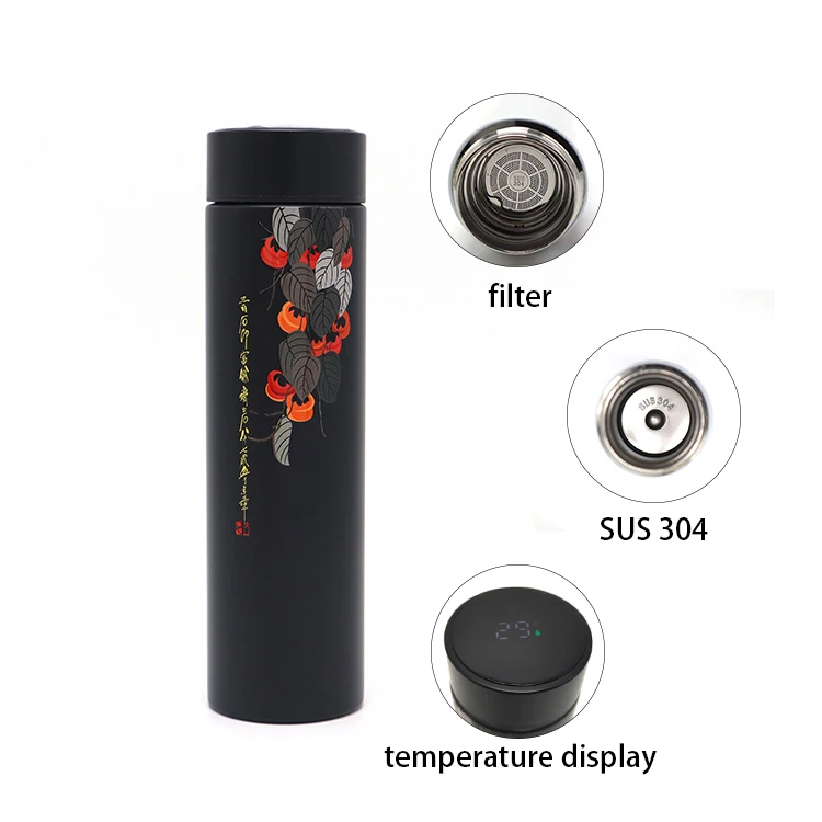 custom temperature display vacuum thermos cup intelligent large capacity sus 304 bottle