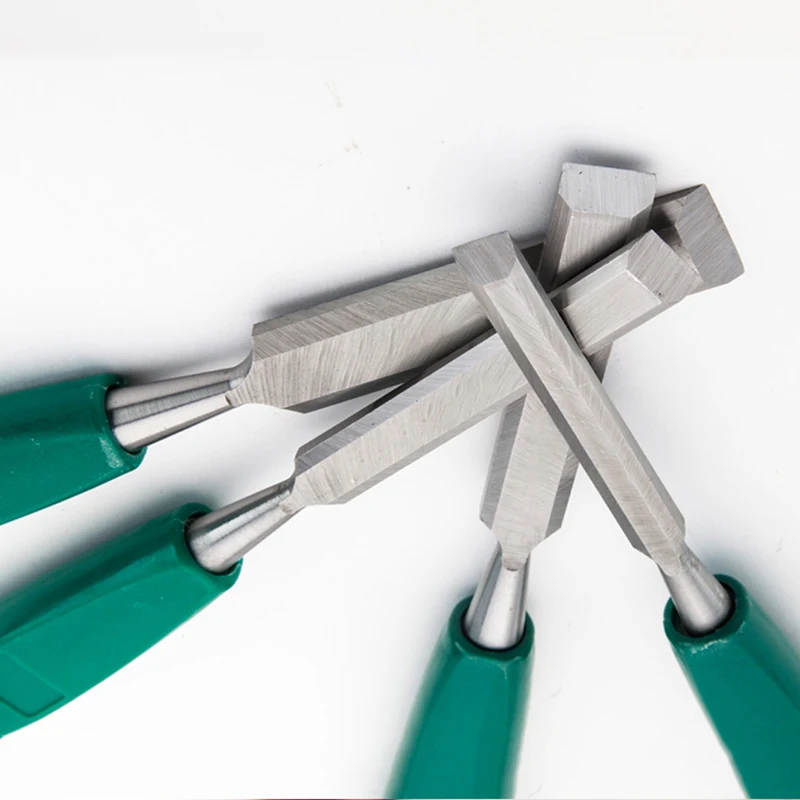 Best price different sizes Flat chisel with comfortable grip Green plastic handle carving tool