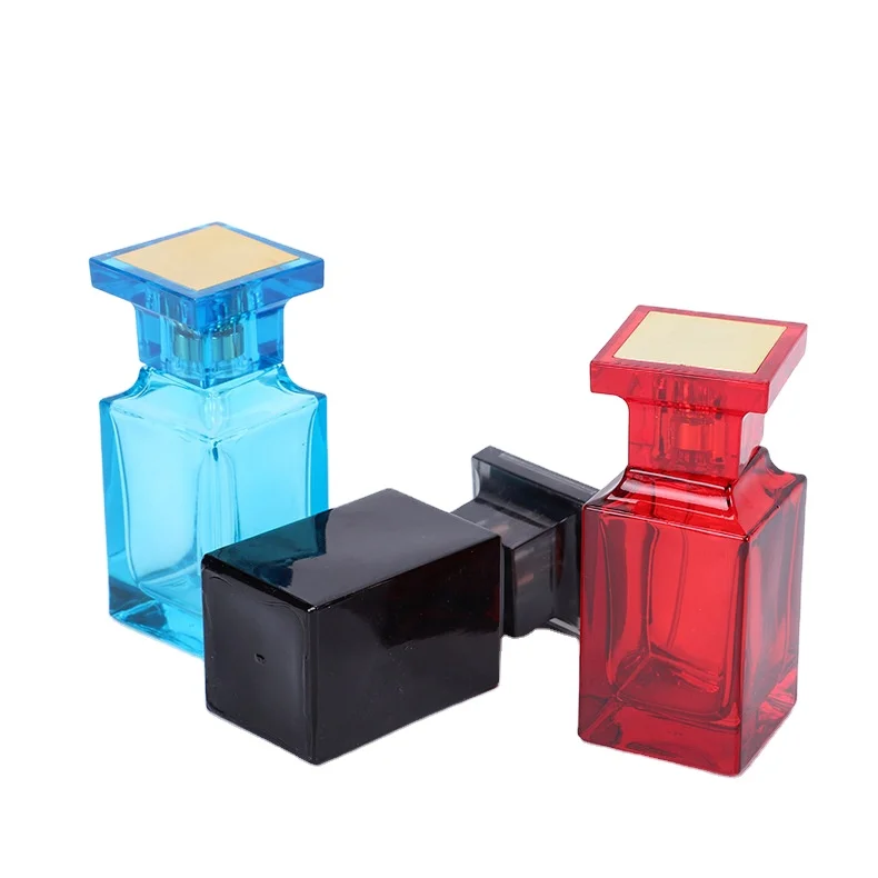 Wholesale High-end 50ml 55ml Customized Portable Press Glass Spray Bottle Empty Square Glass Perfume Bottle